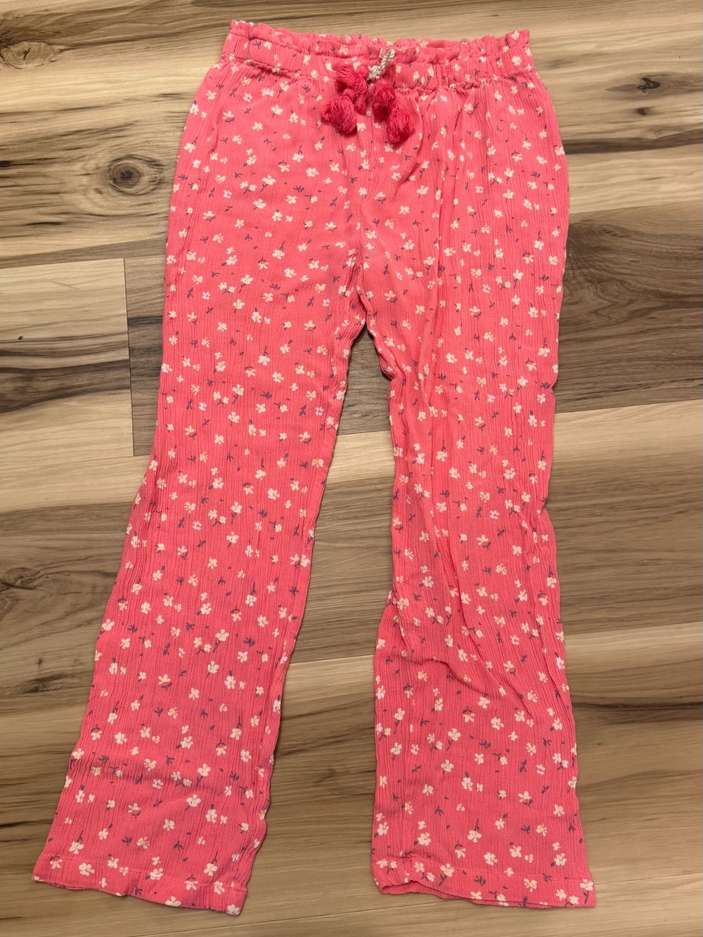 Girls Jessica Simpson Coral Pink Floral Gauzy Pants with Tassel Tie size 5/6